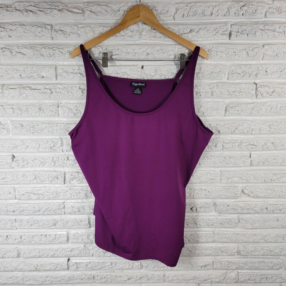 Maggie Barnes Camisole Top 2X Plus Purple Round Neck Adjustable Straps PUR22E